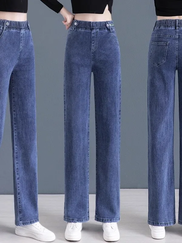 

Women's Fce Lined Straight Leg Jeans Autumn Winter Loose Wide Leg Pants High Waist Bootcut Trousers Faion Slimming