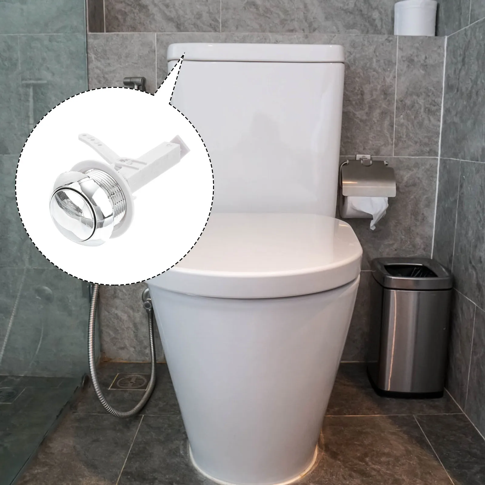 

Toilet Water Tank Button Rod Durable Electroplating Plastic Easy Install Flush Replacement Parts Bathroom