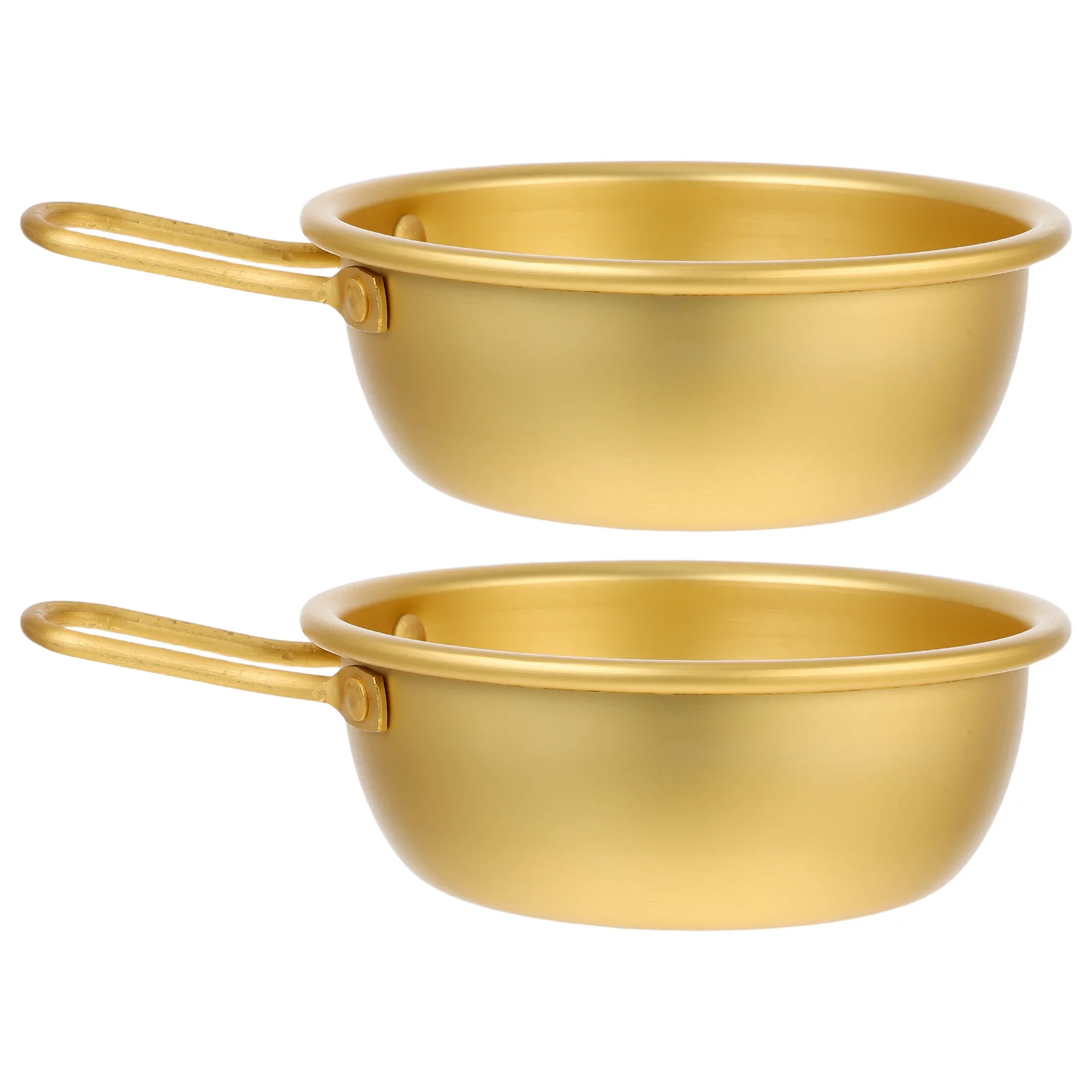 

2Pcs Korean Traditional Rice Wine Bowls Yellow Metal Serving Bowls for Hot Soup Ramen Outdoor Camping Portable Non-Burning