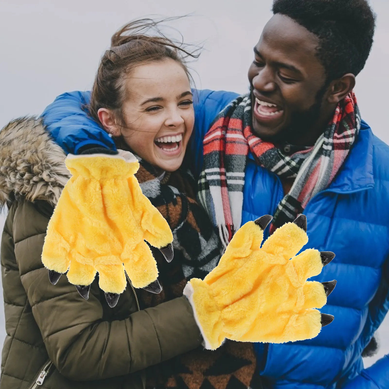 

Пара утепленных перчаток с мультяшными животными, милый дизайн, для костюмированных вечеринок, ролевых игр, зимний декоративный подарок