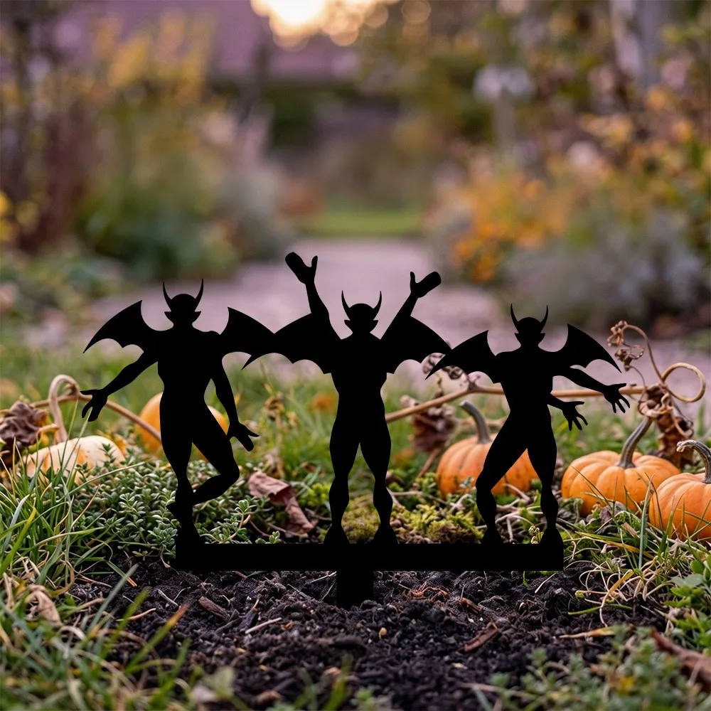 CIFBUY Halloween Metal Wall Art Iron Devil Sign Waterproof Durable Outdoor Decor for Garden Patio Yard