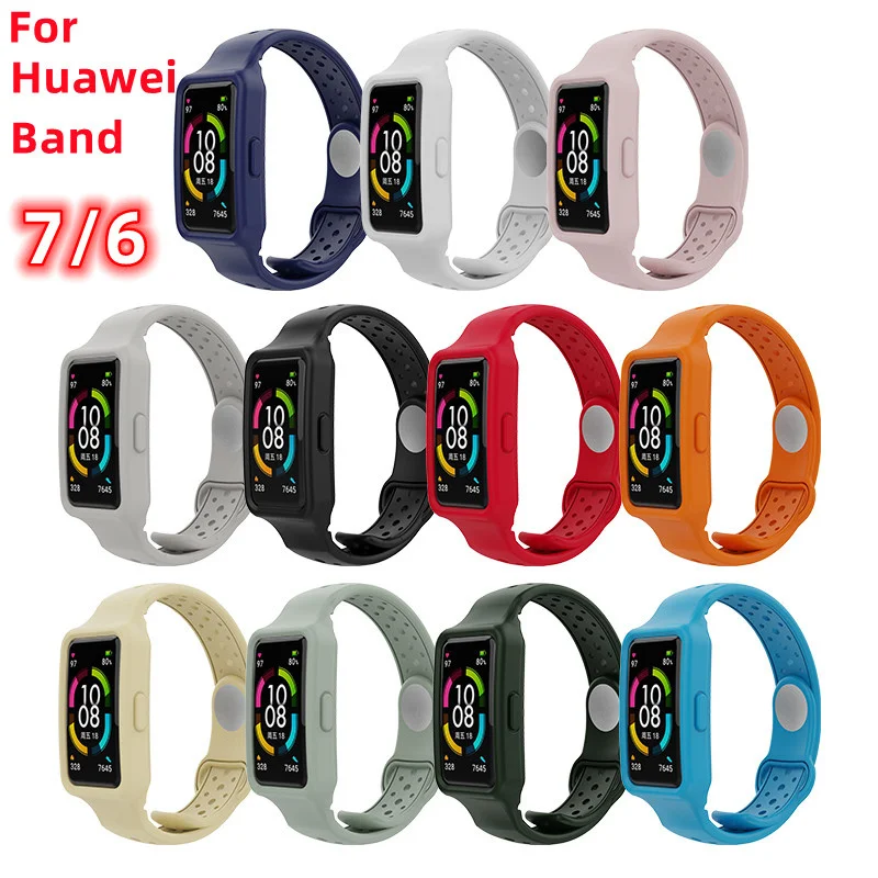 Soft Silicone Strap for Huawei Band 7 Smart Watch Band Accessories Replacement Breathable Bracelet for Huawei Band 7 Strap Cover