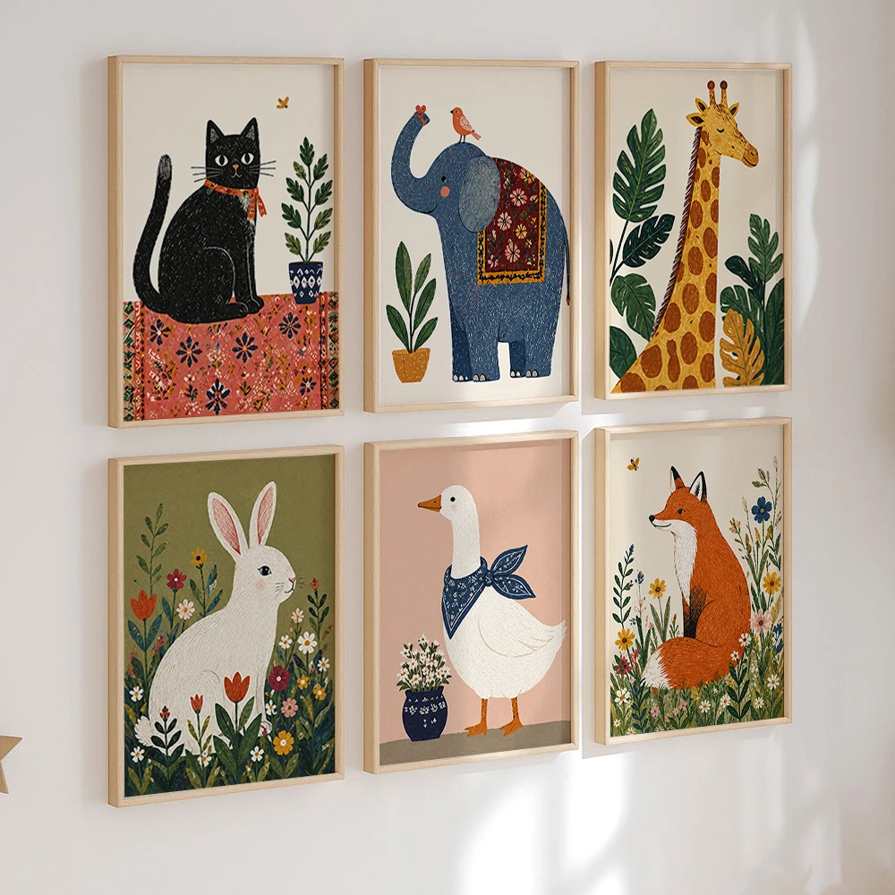 Baby Nursery Giraffe - Plakat na płótnie w stylu boho