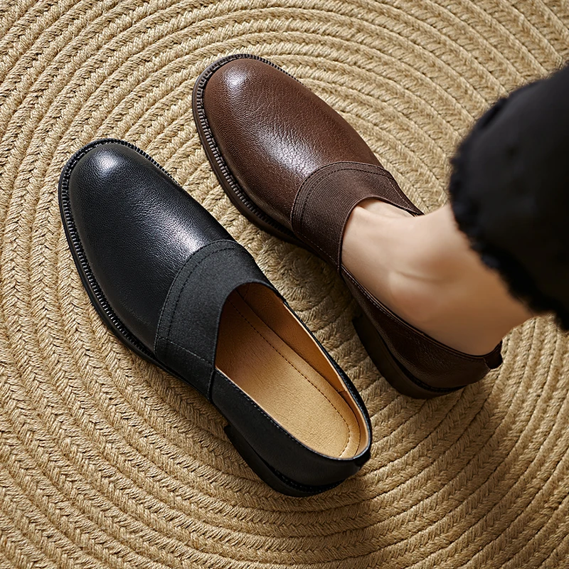 2026 new spring autumn women pumps natural leather 22-26cm sheepskin+pigskin round toe high hee loafers women shoes fashion