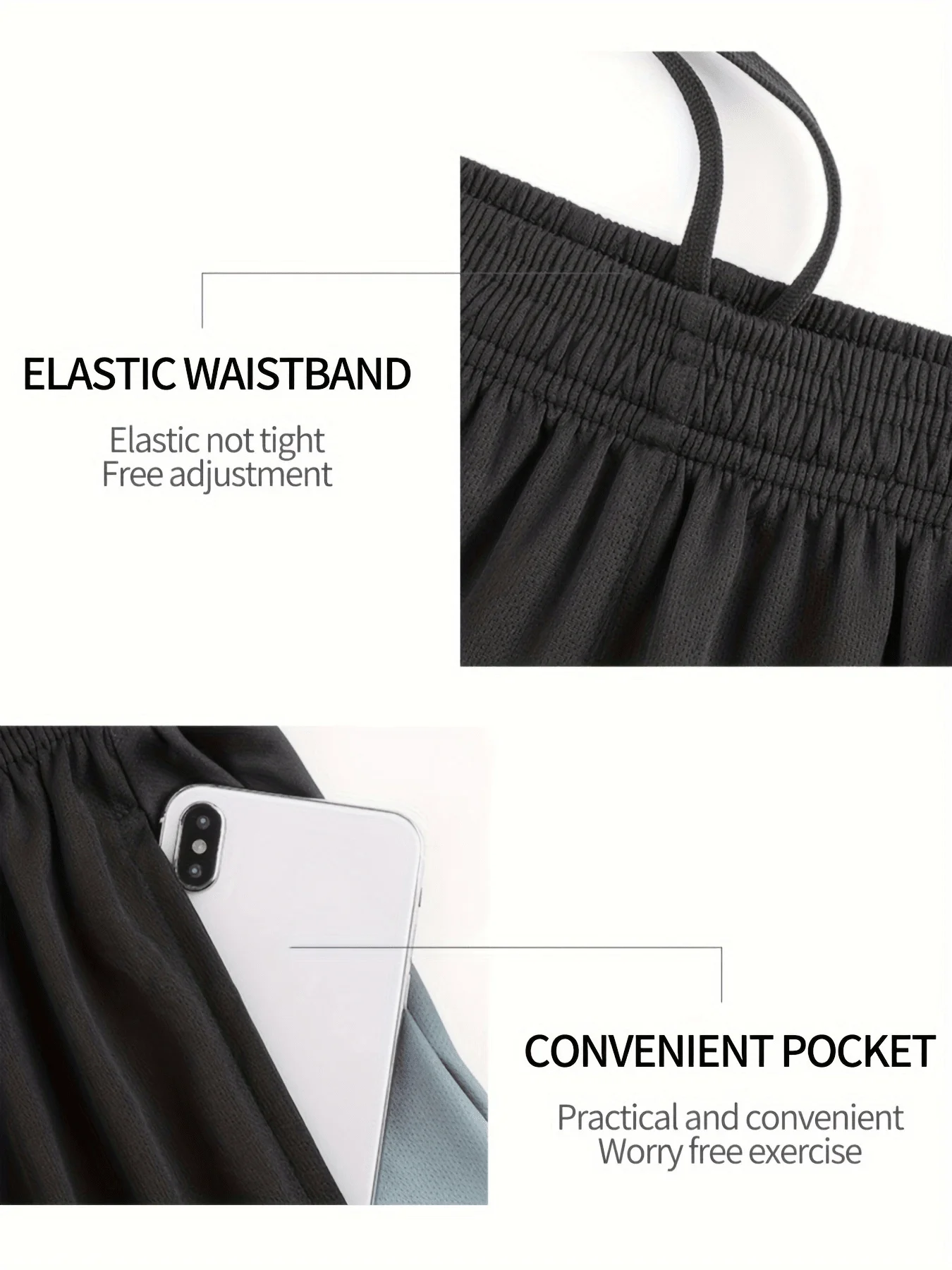 

Mens Athletic Shorts With Elastic Waistband And Pocket Quick Dry