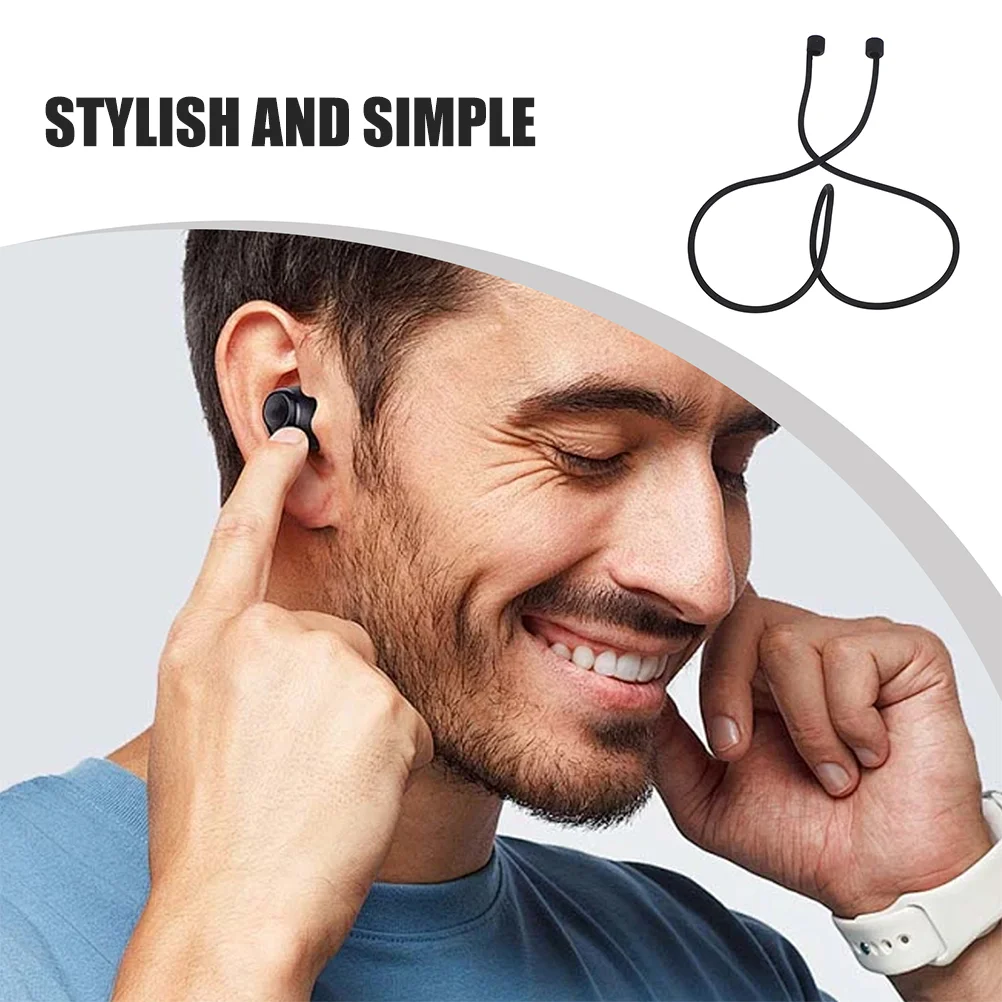 2 PCS Replace Headphone Anti-lost Rope Work Wired Earbuds Earphones Silica Gel Silicone Lanyard