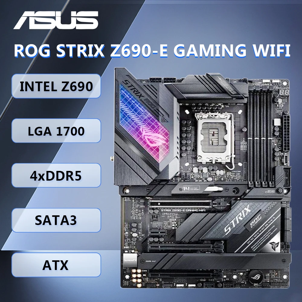 

Материнская плата ASUS ROG STRIX Z690-E GAMING WIFI ATX Intel Z690 с разъемом LGA1700 DDR5 SATA3 HDMI DP SPDIF для Intel Core Pentium