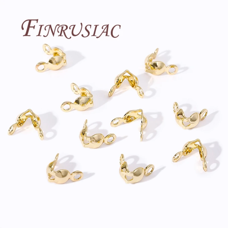 3.2mm 4mm 18K Gold Plated Crimp Bead Cover,End Caps For Jewelry Making Supplies,DIY Bracelets Accessories,Crimp Beads Findings