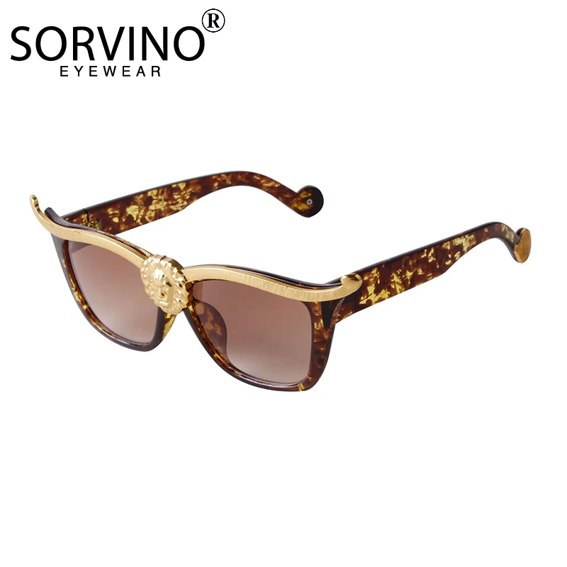 

New Large Frame Cat Eye Sunglasses Women Fashion Eyebrows Shape Lion Head Design Men Metal Personality Sun Glasses Female UV400