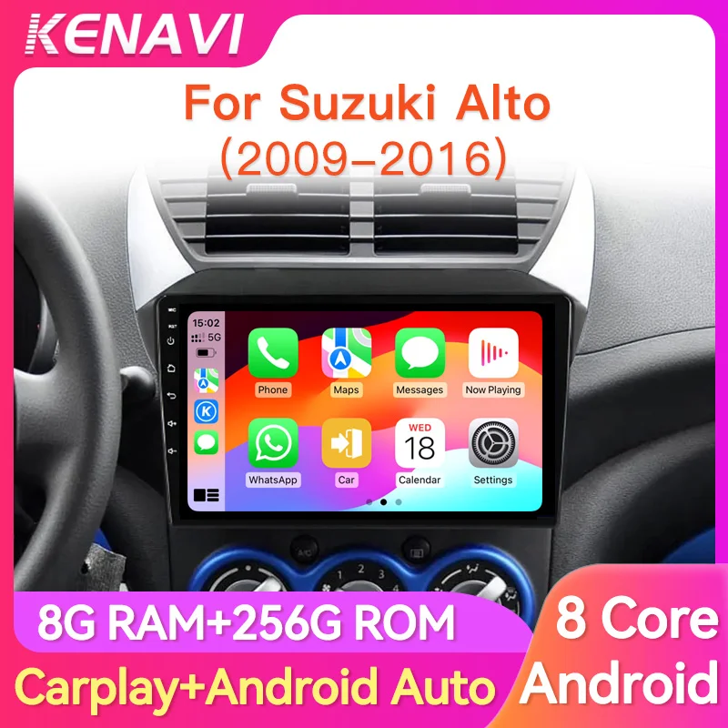 2Din Car Stereo Radio For Suzuki Alto 2009-2016 Centre Multimedia Player Navigation GPS FM Carplay Android Auto No DVD Head Unit