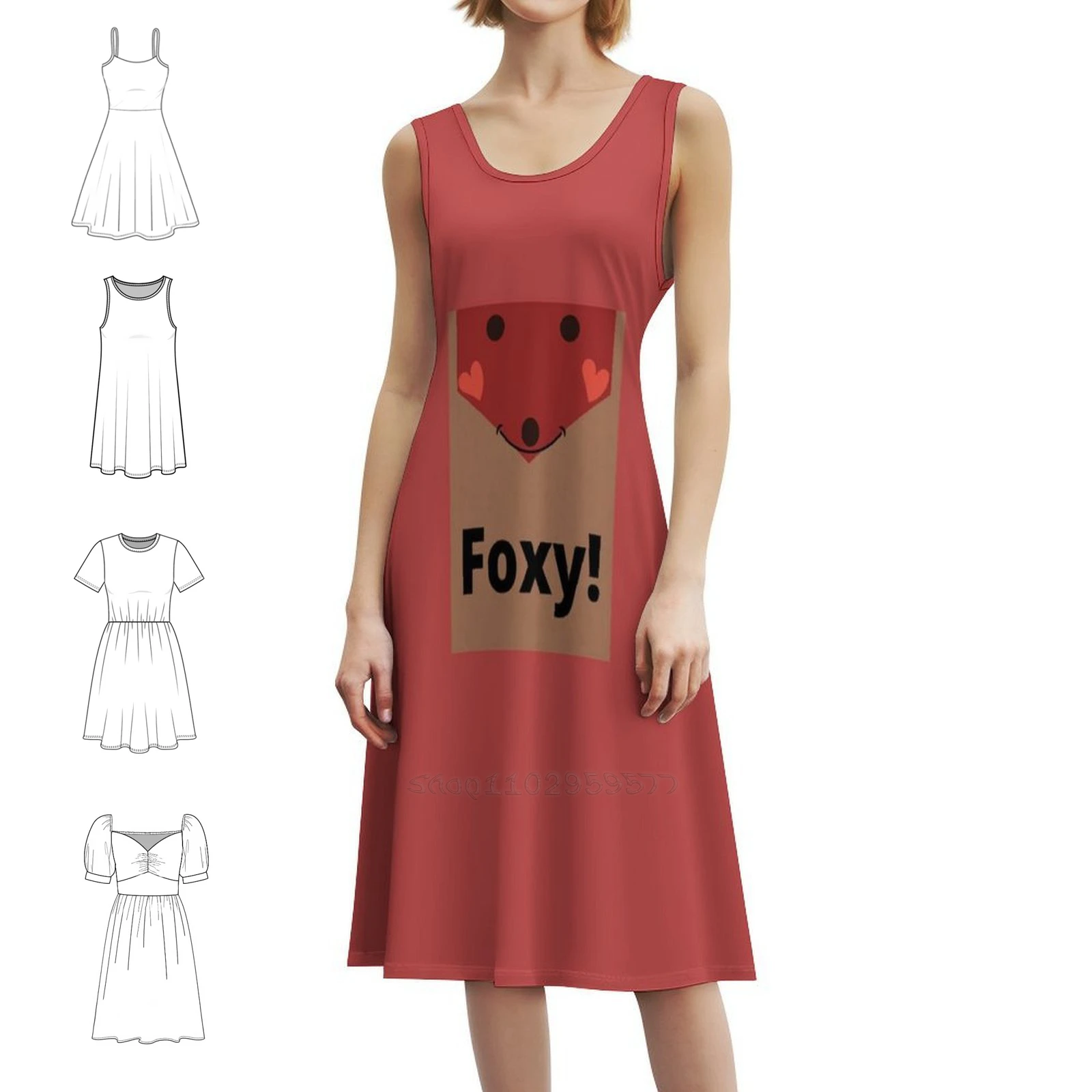 

Foxy Preppy Style Mini Dress For Women A-Line Loose Fit Casual Day Dress Foxy Fox Time Weather Sun Hot Cute Dress For Girls