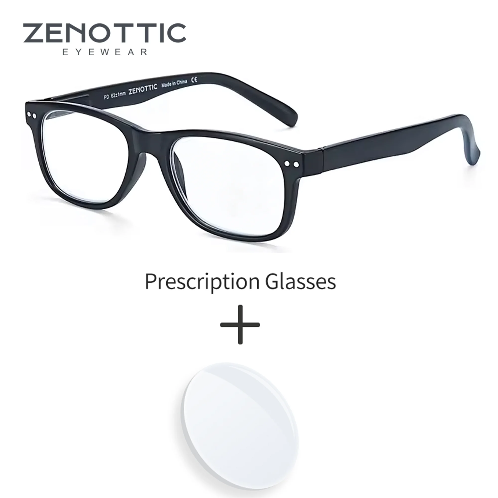 

ZENOTTIC Trendy Square Prescription Glasses Progressive Photochromic Anti Blue Light Myopia Optical Eyeglasses For Men Women