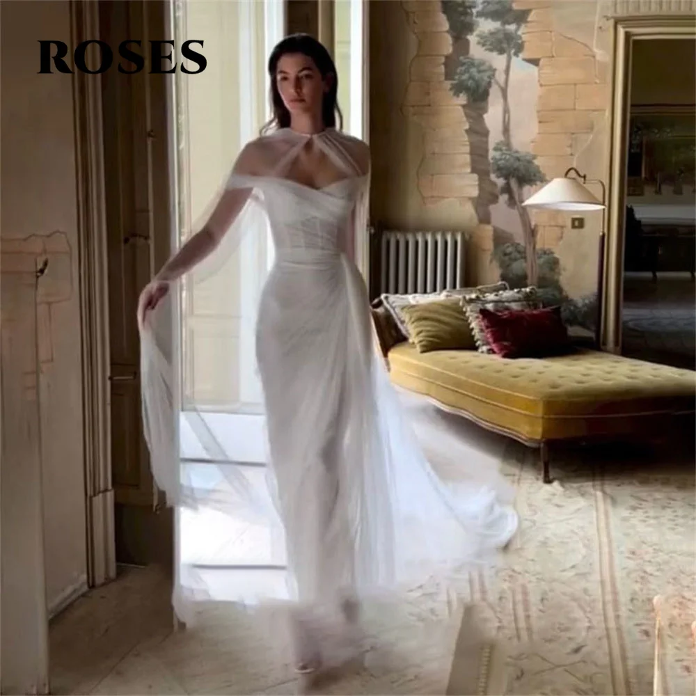 

ROSES White Off the Shoulder Long Party Dresses Mermaid Formal Night Dresses Lace Strapless Celebrity Dress for Woman Customized