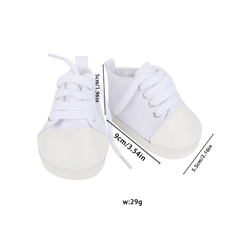 New 9cm Canvas Doll Shoes For Baby Girl Reborn Dolls White Sneakers Boots For Baby New Born Doll 1/3 Girl Dolls Girl\'s Gift Toy