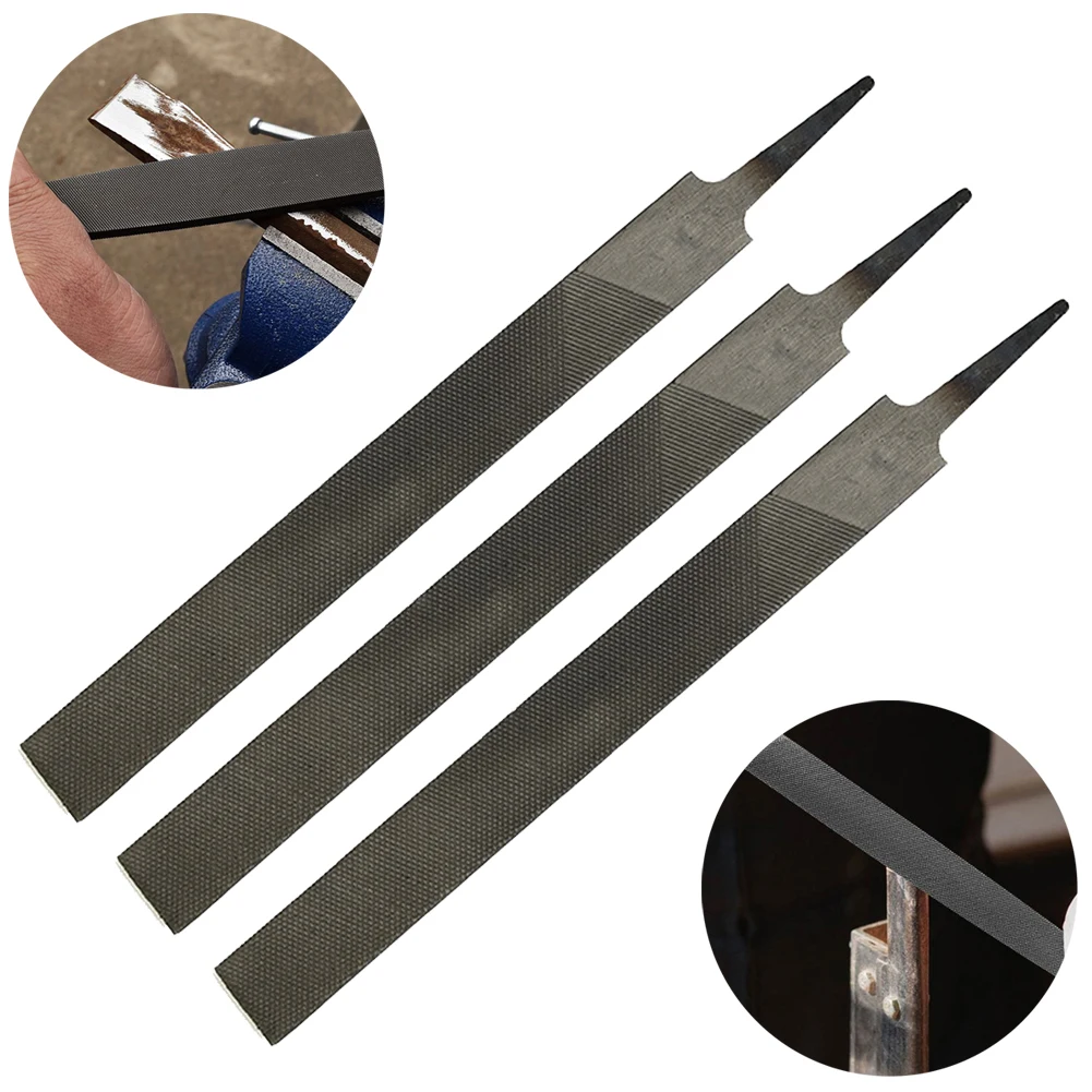 3pcs 6 Inch 150mm Medium Toothed Steel Files Set Without Handle Flat Files Metal Files For Metal Wood Woodworking Craft Tools