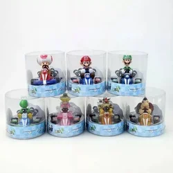 Super Mario Bros Action Figure Toy, Anime Periférico, Carro puxado, Luigi, Yoshi, Burro, Kong, Bowser, Princesa, Pêssego, Presentes de criança