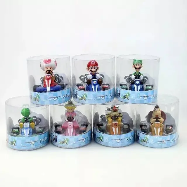 Super Mario Bro Pull Back Car Toy Luigi Yoshi Donkey Kong Bowser Princess Peach Action Figure Toy Car Anime Peripheral Kid Gifts