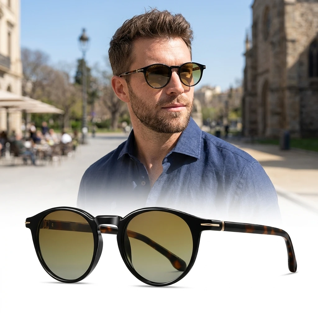 

Unisex Polarized Sunglasses TR90 Frame UV400 TAC Lens Retro Round Black Full Frame Fashion Driving Shades