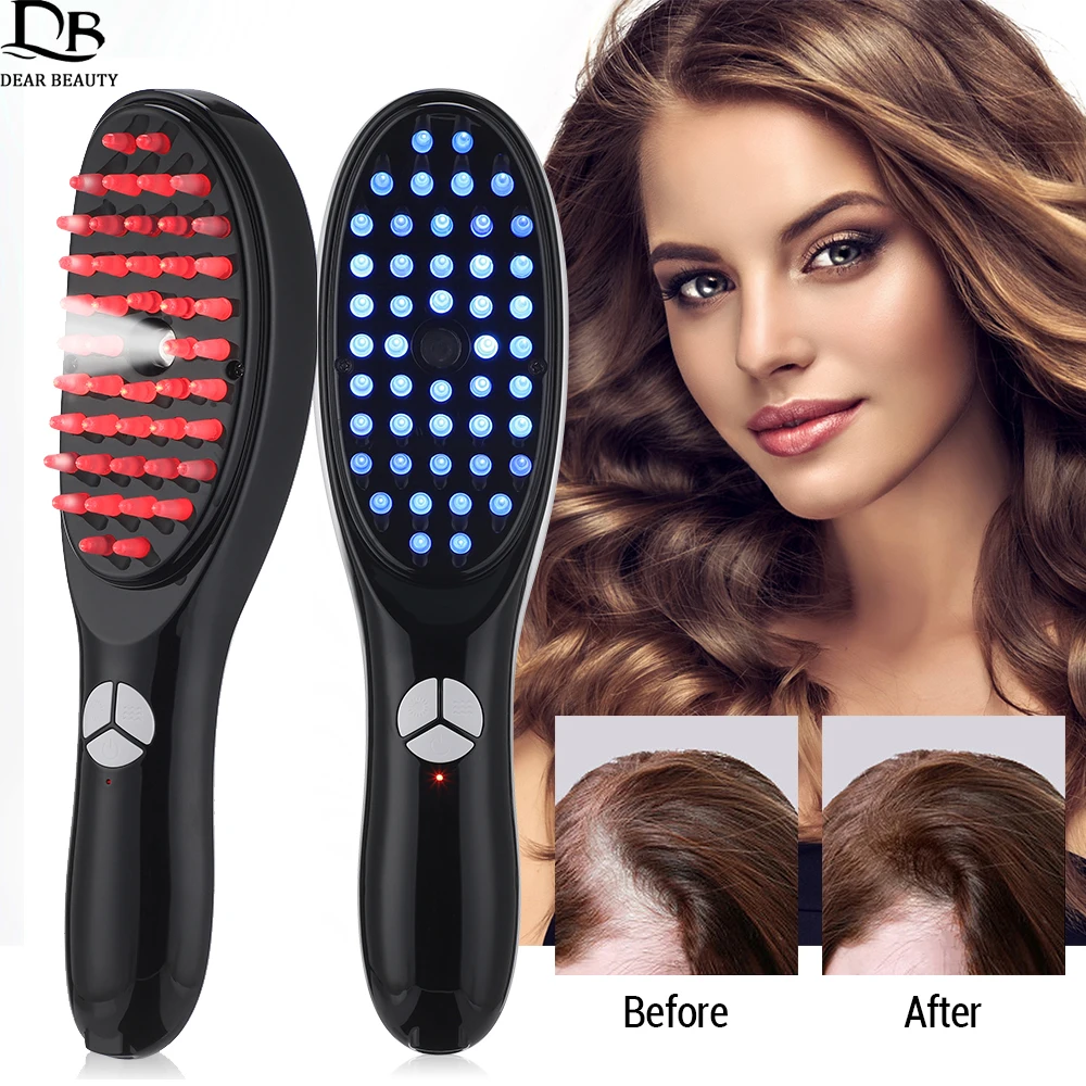 Electric Massage Comb Blue Red Light Therapy Vibration Head Massager Comb Hair Growth Oil Nano Sprayer Nourish Scalp Brush