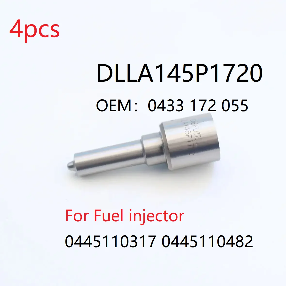 

4Pcs Diesel nozzle DLLA145P1720 0433172 055 valve assembly F00VC01363 For Fuel injector 0445110317/482 Xinchen 4cy1-1.9L \ 2.5I