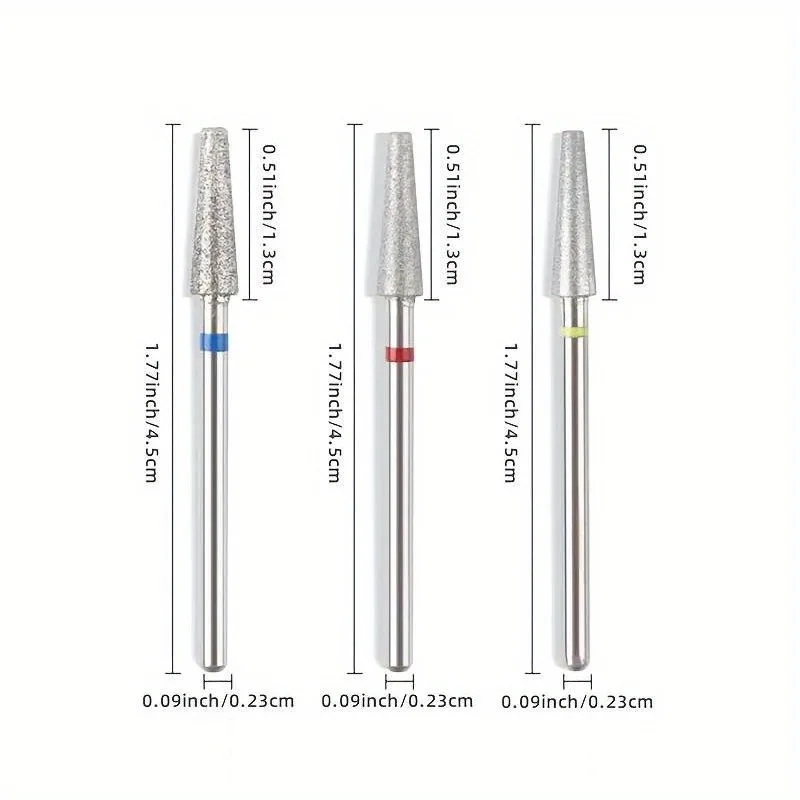 3 ชิ้น/ถุงเพชรเจาะเล็บชุด Bit ไฟฟ้าเครื่องตัดมิลลิ่งสําหรับเล็บโรตารี่ Burr Cuticle ทําความสะอาดเล็บเจาะอุปกรณ์เสริม
