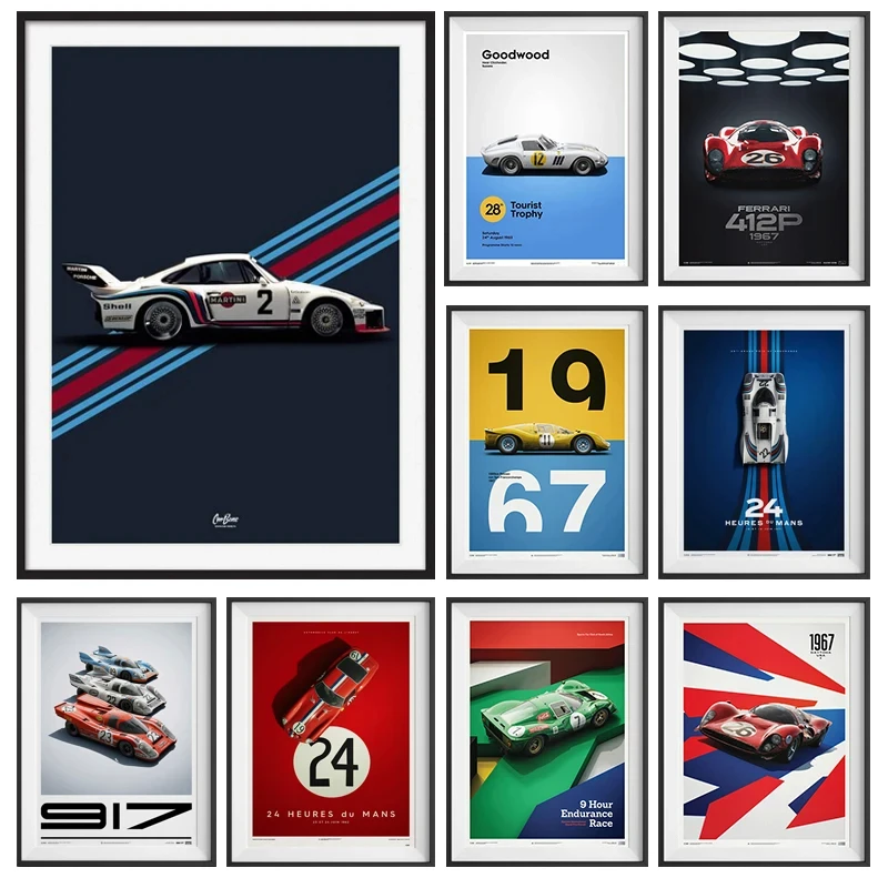 ملصق سيارة كلاسيكي صور فنية للجدران ، 24 ساعة من Le Mans ، سباق المقاومة العالمي ، لوحة قماشية ، منزل حديث ، ديكور الغرفة #1