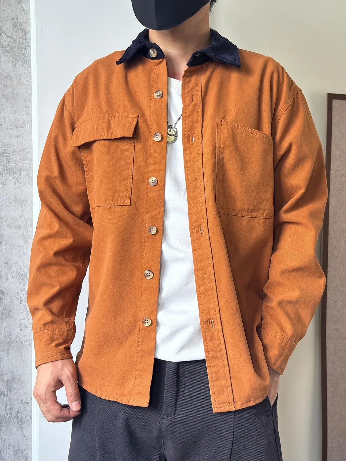 

Мужская удлиненная рабочая одежда из премиального пике-хлопка Haome Sli, осенняя новинка, повседневная верхняя одежда, стильная.