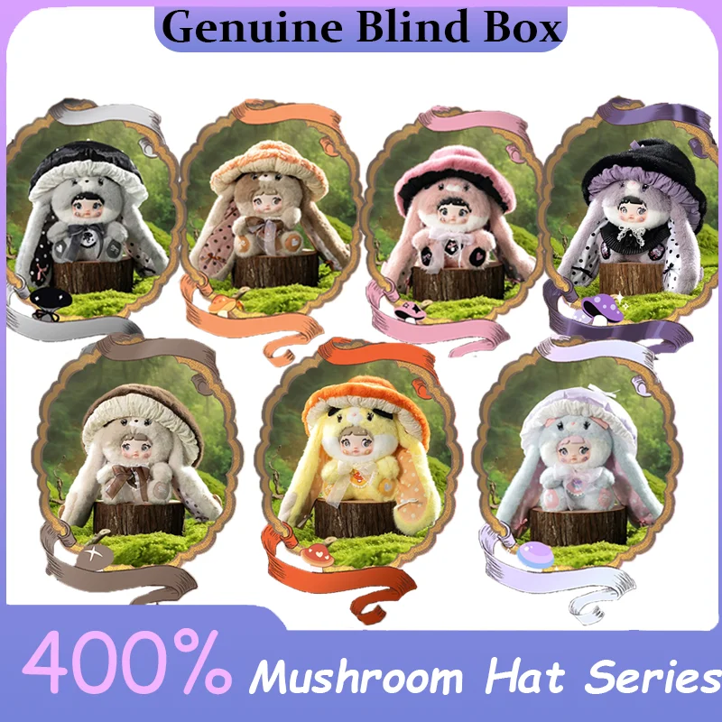 

Nommi 400% V2 Blind Box Mushroom Series Mystery Box Anime Doll Cute Long Eared Detachable Plush Vinyl Face Surprise Toy Gift