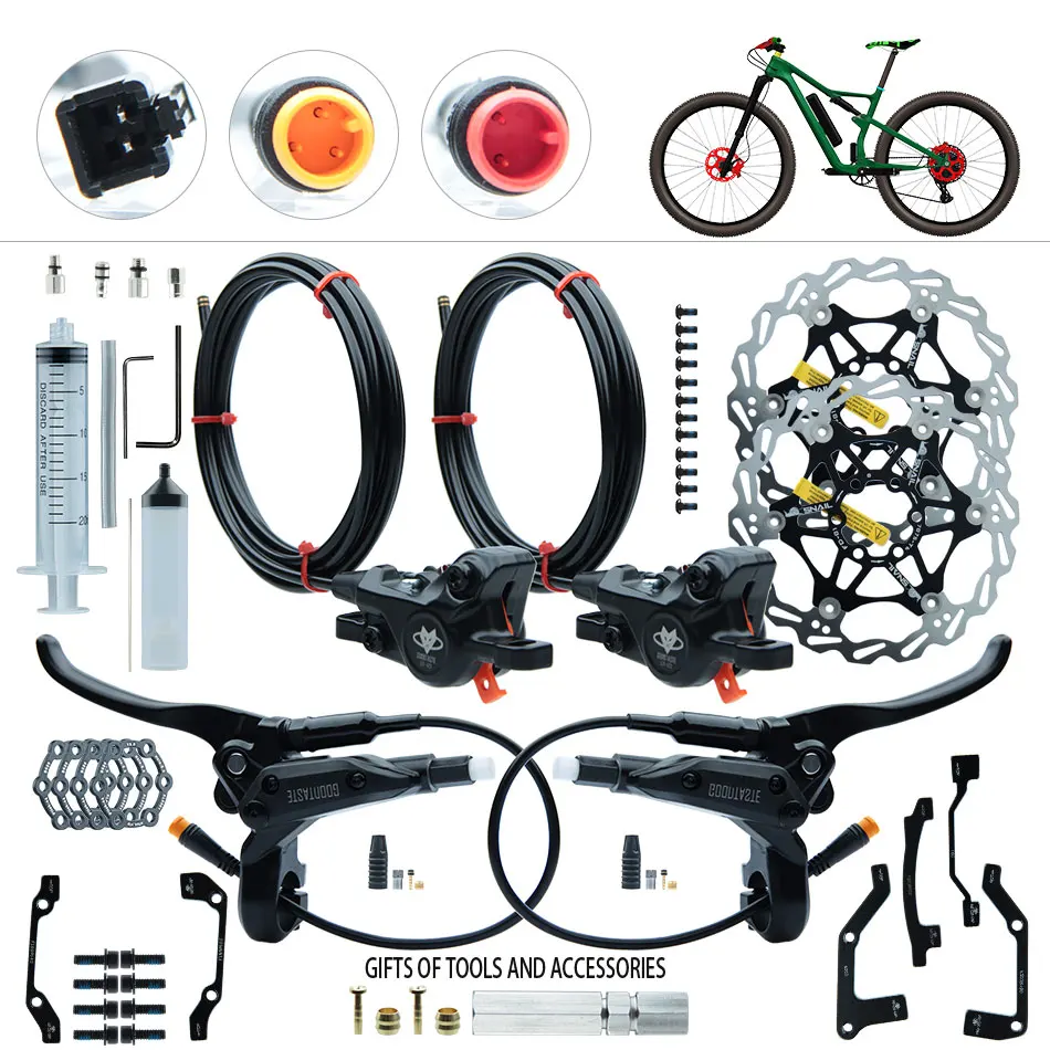 GT03 Electric Bicycle Pressure Scooter Split 2300mm Pipe Oil Brake 160/180/203 Disc Left Xod Power Off Hydraulic Brakes for Bike