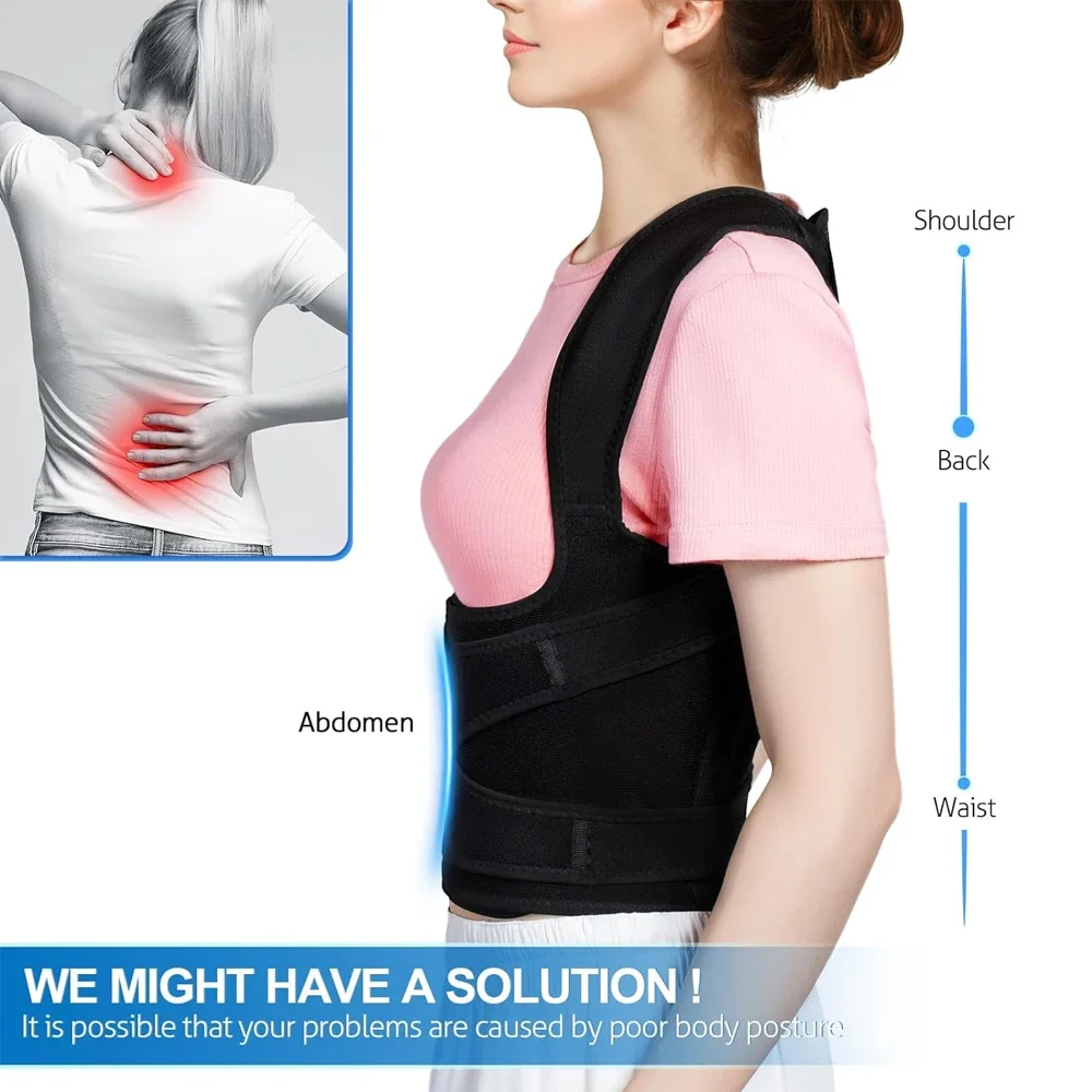 1PC Back Brace Posture Corrector for Women and Men, Shoulder Straightener, Adjustable Full Back Support For Scoliosis, Hunchback