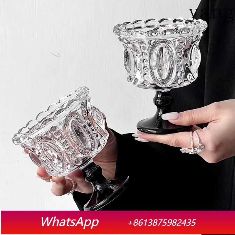 

LMM retro crystal ice cream cup female relief dessert cup goblet