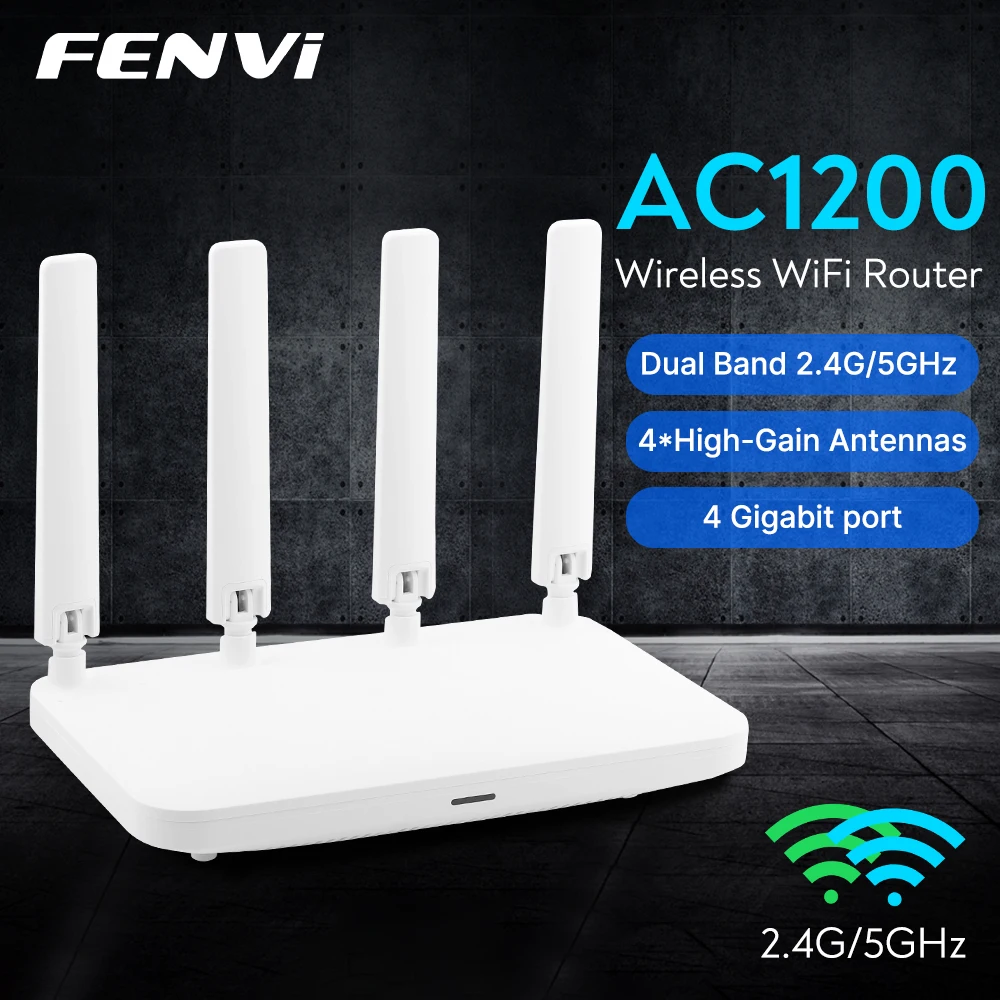 fenvi 1200M Wireless WiFi Router Dual Band 2.4G 5G Wi-Fi Long Range Signal Repeater 4 Antennas Extender WiFi Amplifier