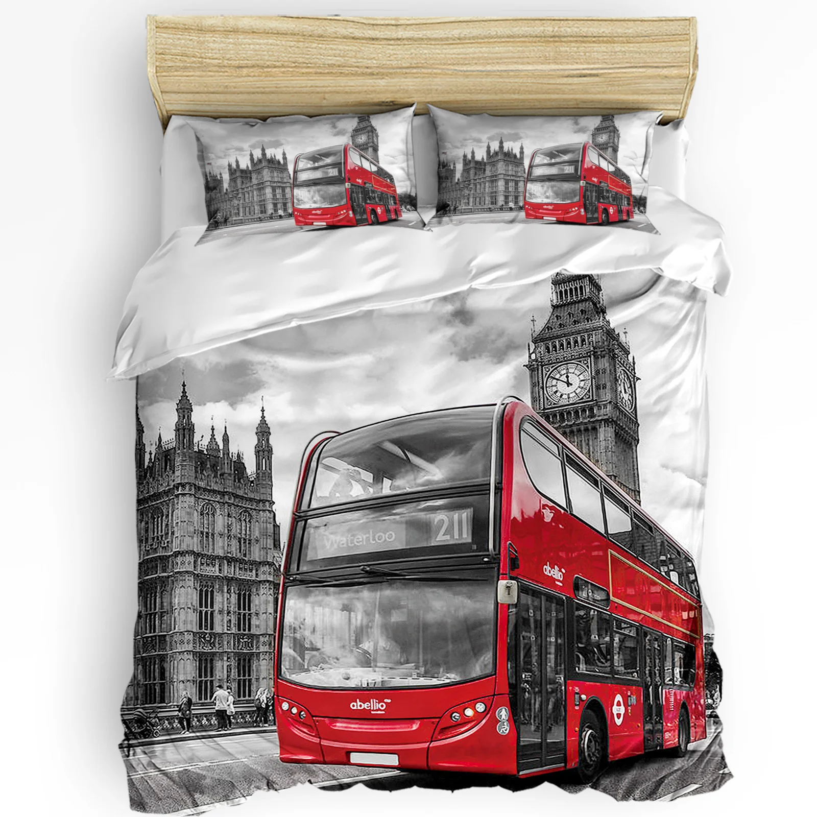 

London Street Red Bus Big Ben Duvet Cover with Pillow Case Custom 3pcs Bedding Set Quilt Cover Double Bed Home Textile