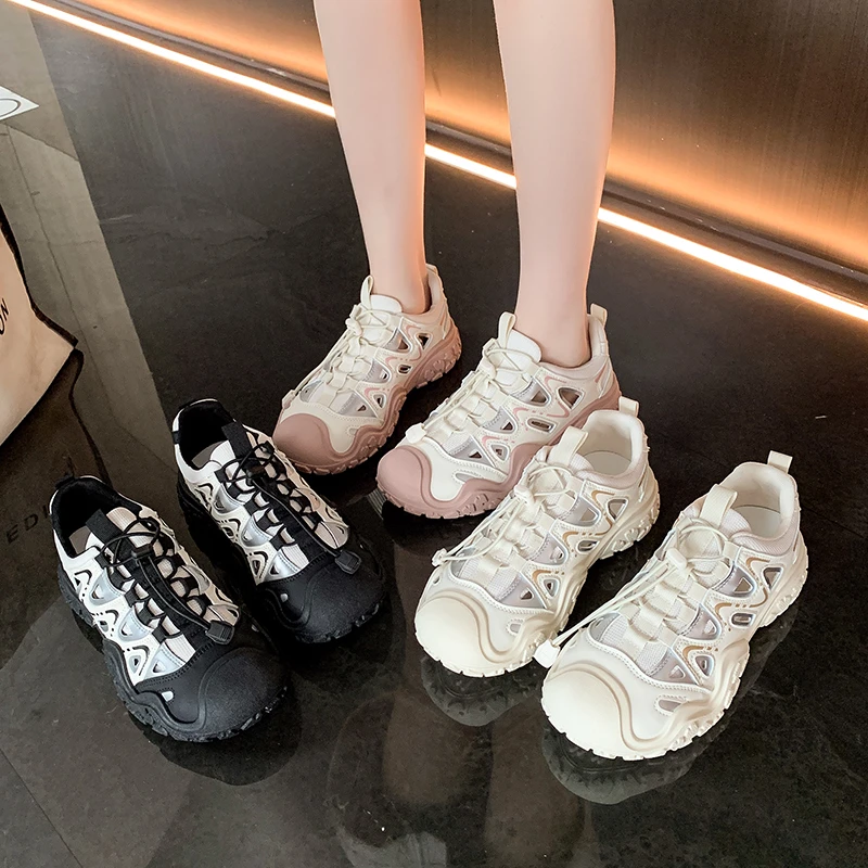 

Женские весенне-летние полые дышащие римские повседневные кроссовки-джокеры, разноцветные туфли с кружевной строчкой и низким берцем на плоской подошве