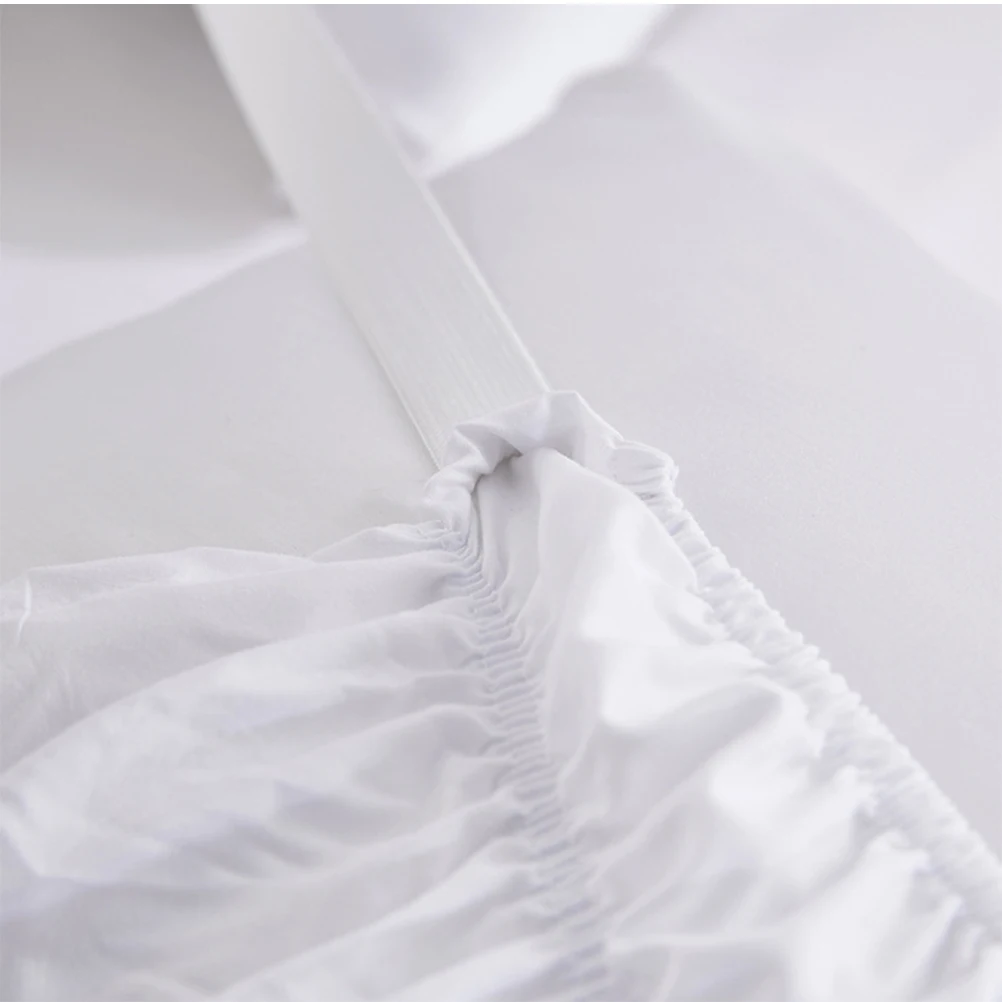 

Elastic 135X200Cm White Dust Ruffle Bedding Pleated Cover Home Hotel Use Bouffant Bed Ruffles Polyester