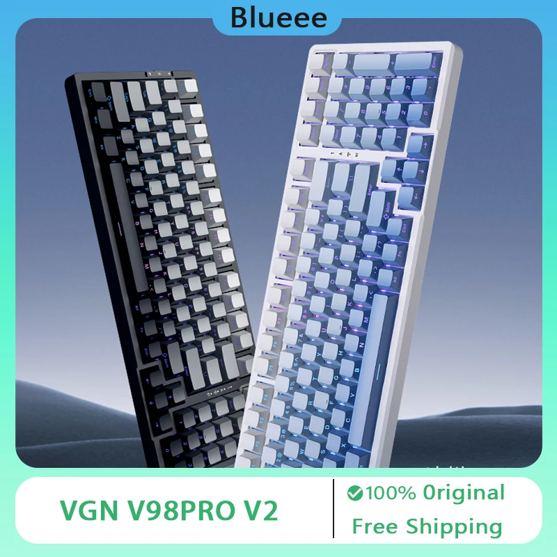 VGN V98PRO V2 Mechanical Keyboard Wireless Tri Mode Hot Swap GASKET Customized Office Gaming Keyboard Glacier PC Accessories