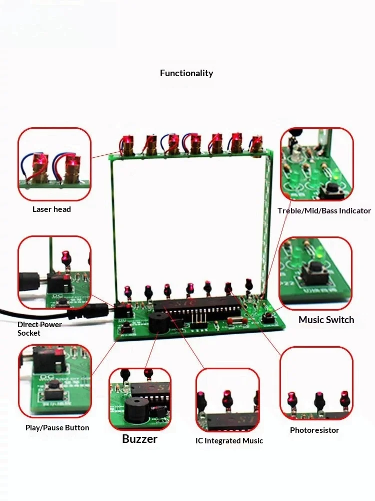 Laser electronic harp kit 51 MCU music electronic organ fun practice electronic production DIY spare parts