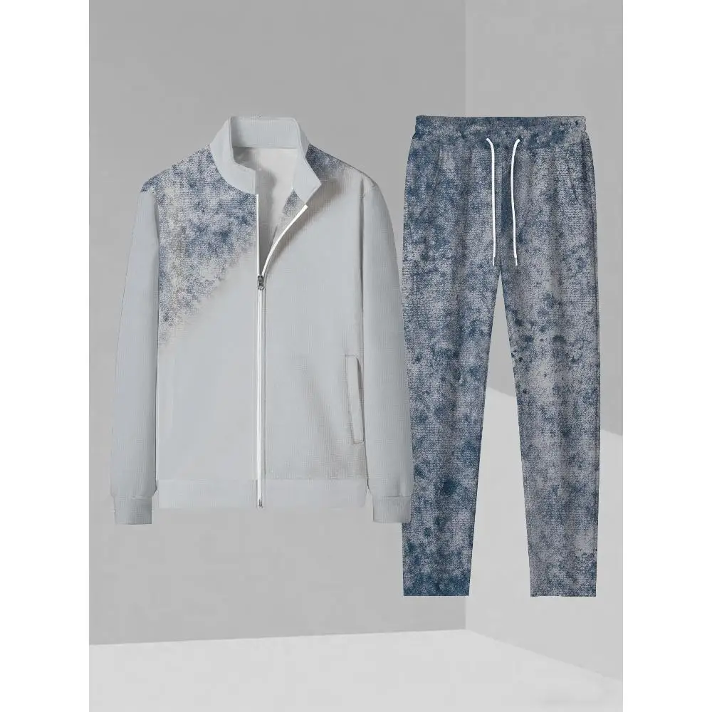 

Комплект из 2 предметов, модный мужской спортивный топ с длинными рукавами и длинные брюки в европейском и американском стиле.