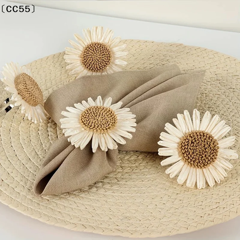 

10pcs Sunflower Craft Embellishments White Beige DIY Decor Accessories For Beach Hats Clothing Curtains Ties〔CC55〕
