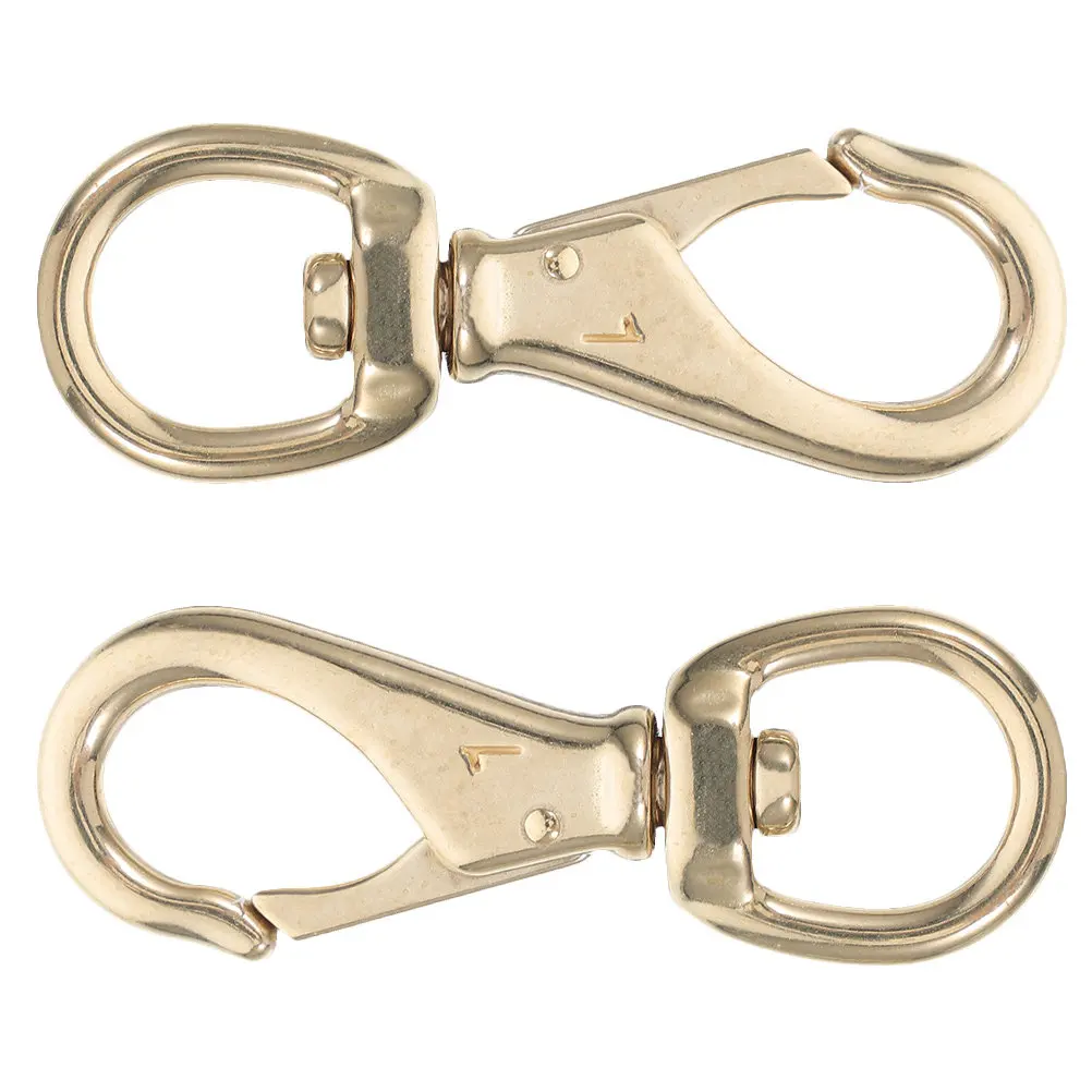 

2Pcs Brass Swivel Clasp Clip Round Tail Rotating Hook for Large Dogs Leash Attachments Keychain Rings Purse Lanyard Snap Hooks