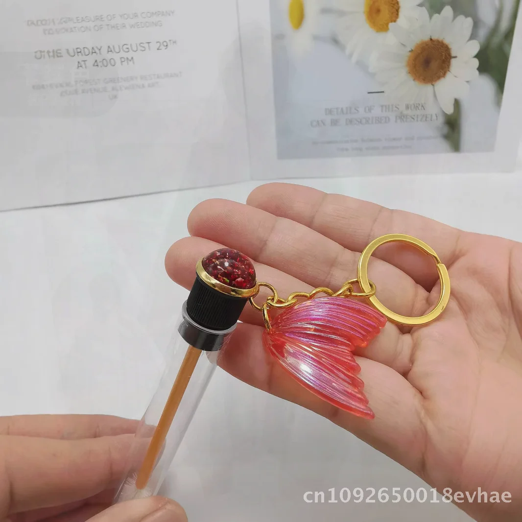 2024 피쉬테일 컬러 포일 키체인 마스카라 브러쉬 프놈펜 일회용 속눈썹 빗 링 테스트 튜브 멀티컬러 7g 내용량