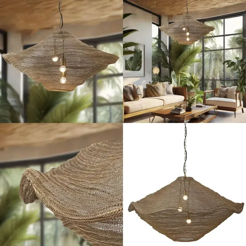 for Vintage Hand Woven Metal Chandelier Modern Lighting Decoration for Restaurant Villa Hotel