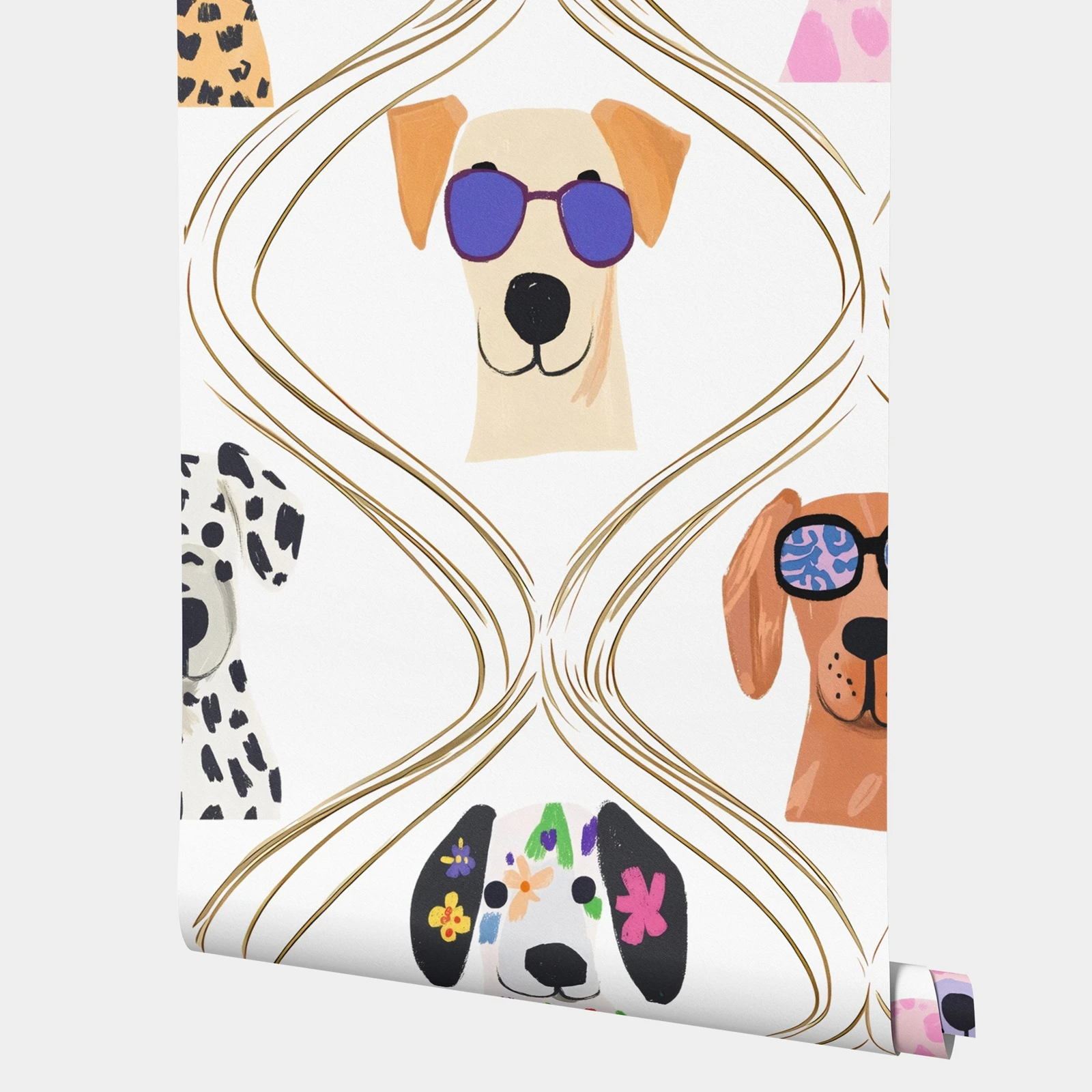 ورق حائط لصور الكلب المرح، ديكور منزلي فريد من نوعه، أوراق حائط غير منسوجة على شكل كلب ساحر غير منسوج لغرفة الأطفال، خالي من مادة PVC، مقاس مخصص