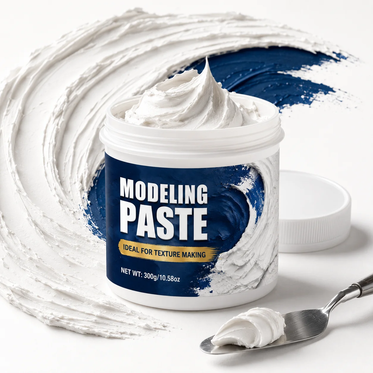 Acrylic Modeling Paste - Vibrant Texture, White Gel for Artists & Students, Fast Drying Gesso Alternative, Crack Resistant