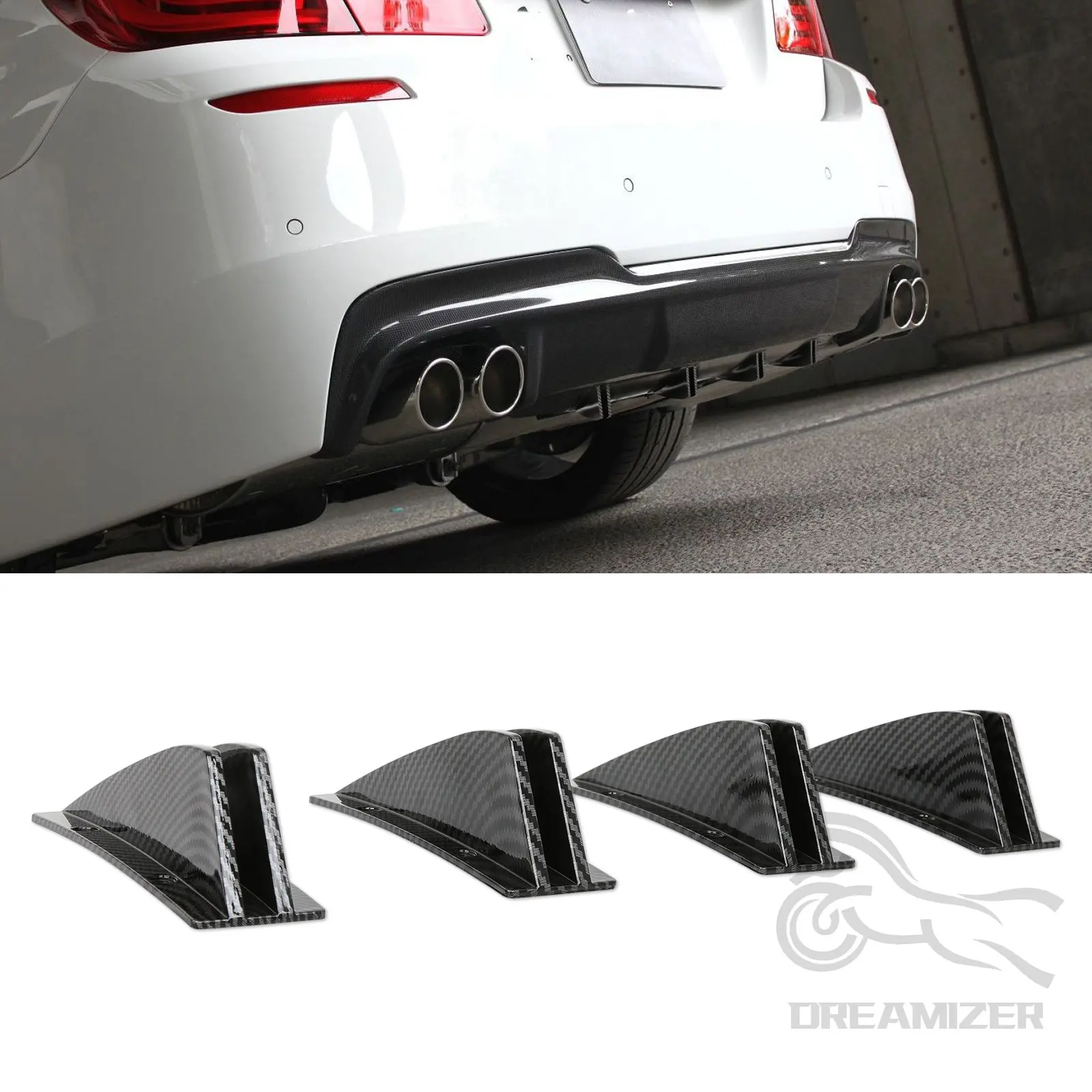 Universal Car Rear Bumper Strip Lip Spoiler Diffuser Splitter Scratch Protector Carbon Fiber Astern Anti-collision Protection