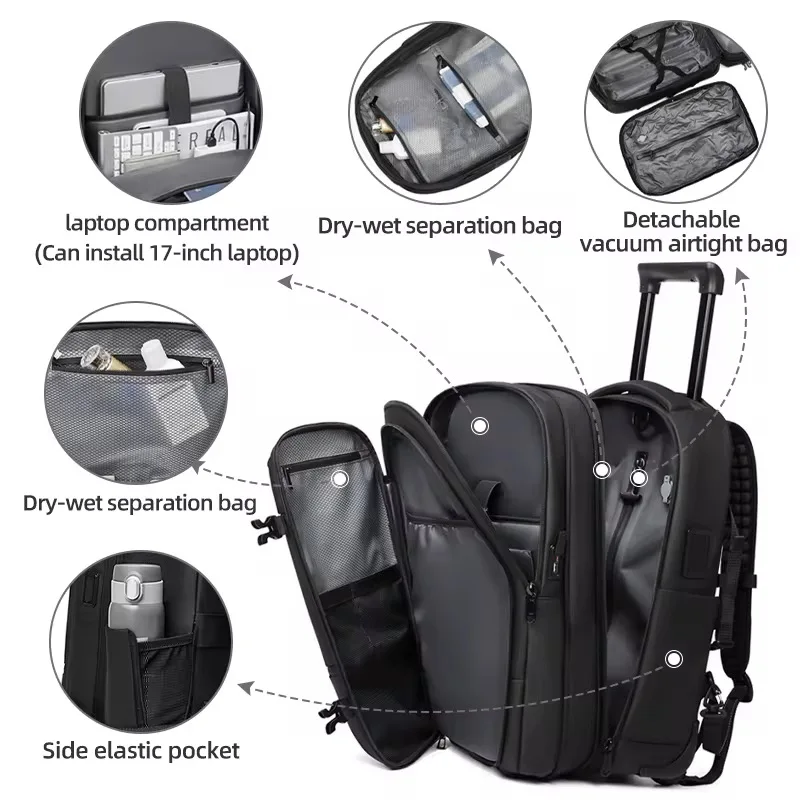 Large-capacity Expandable Business Trip Vacuum Handle Backpack With A Double Shoulder And A One-click Vacuum Compression Backbag