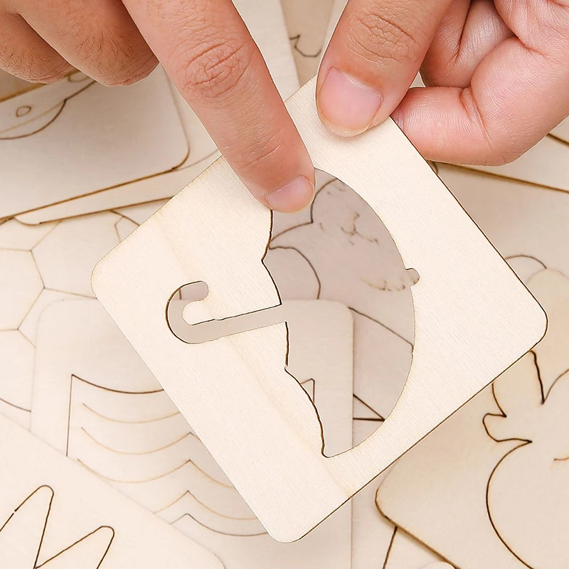42PCS Children's Drawing Template Drawing Tool Set Wooden DIY Drawing Templates With Markes