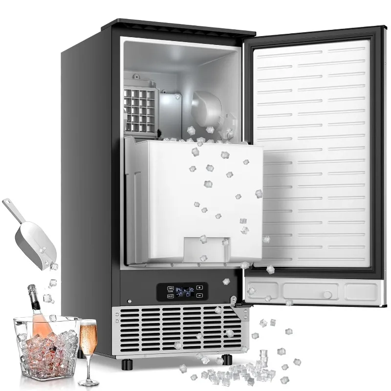 

NEW Under Counter Ice Maker, 95Lbs/Day with 35lbs Storage Bin, 40Pcs Cubes in 10Mins, Reversible Door,