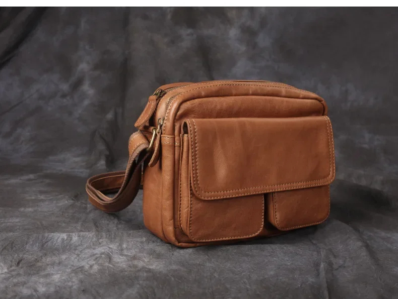 Handmade Retro Matte Leather Shoulder Bag Men's Genuine Leather Casual Top Layer Cowhide Crossbody Bag