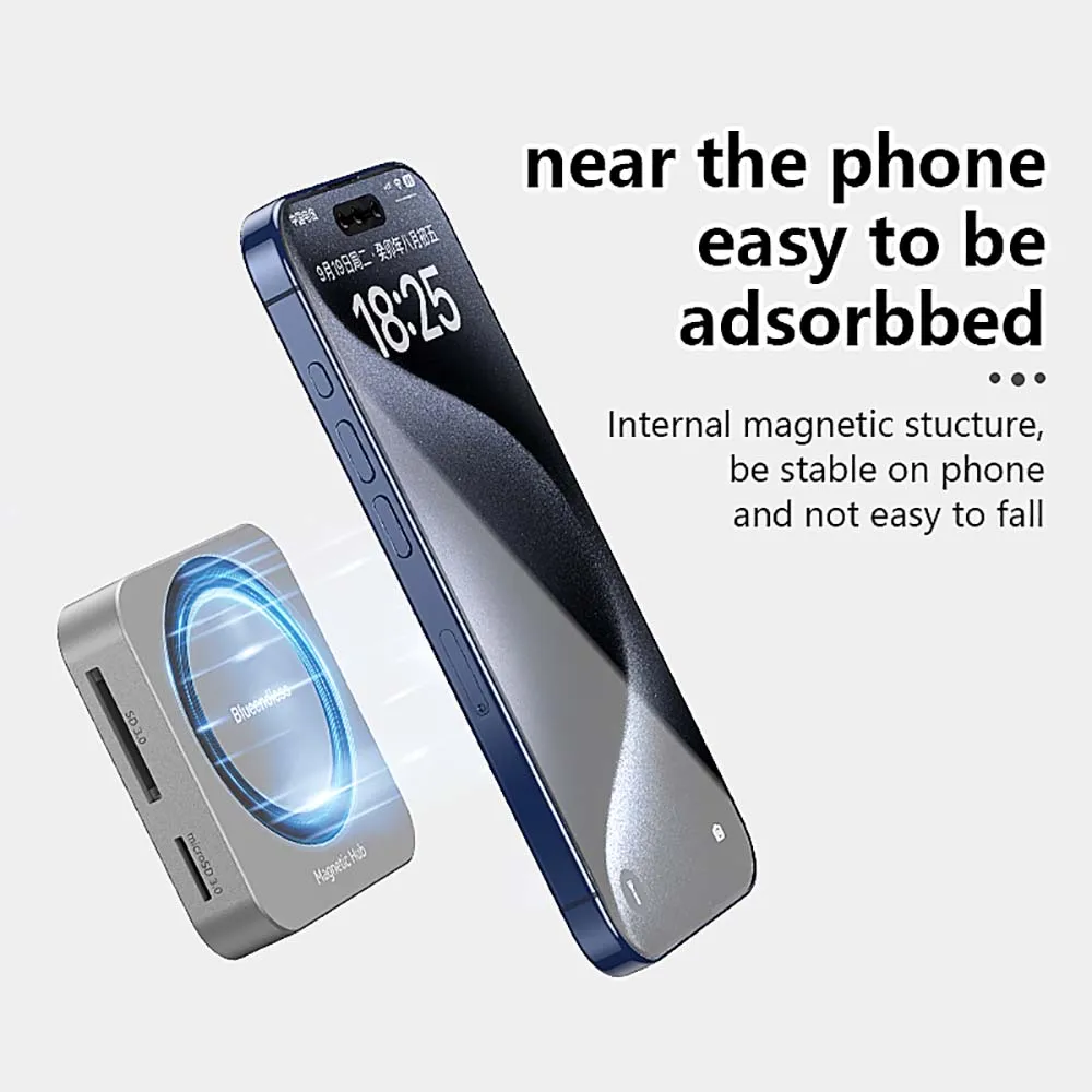 8 In 1 M.2 NVME SSD Docking Station USB3.1 10Gbps PD 100W Charger 4K60HZ HDTV Magnetic M2 SSD Enclosure for iPhone15 Pro MacBook